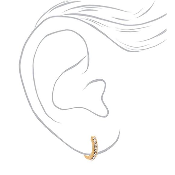 18kt Gold Plated 10MM Embellished Hoop Earrings - Picture 2 of 5